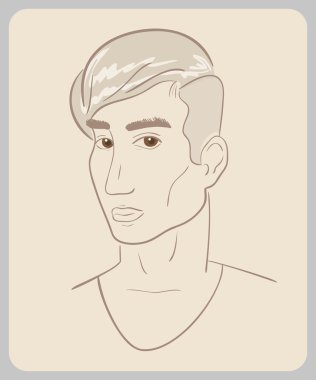 handdrawn adamın yüzü kahverengi gözlü. yakın çekim şekil - ana hatlarıyla yolları