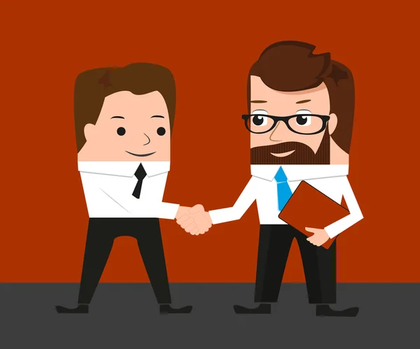 Lucky businessman is shaking hands with a colleague — Stock Vector