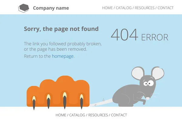 Rato cinzento abaixo da pata de gatos. Página não encontrada Erro 404 — Vetor de Stock