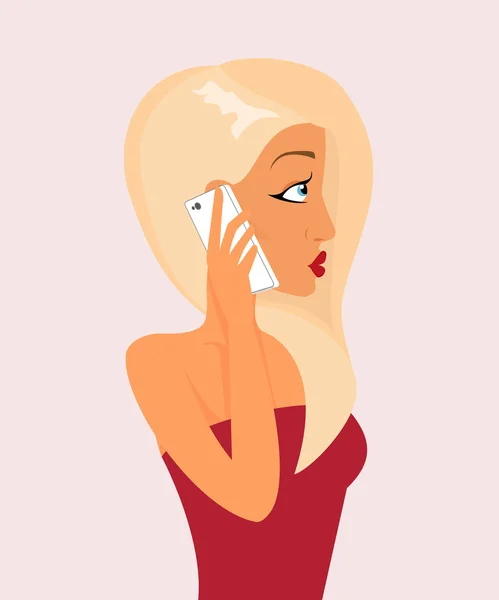 Blond sensuell tjej pratar via telefon — Stock vektor