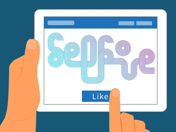 Grafiska selfie på TabletPC för sociala nätverk — Stock vektor