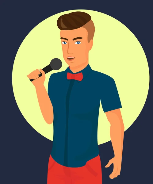 Manlig sångare med mikrofon — Stock vektor