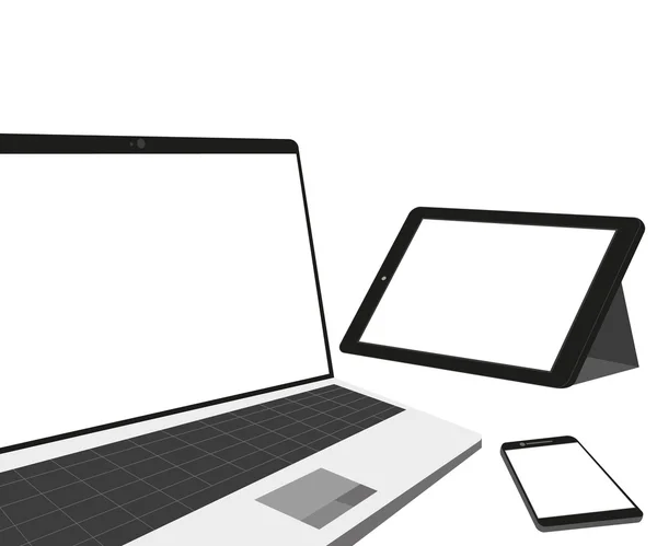 Laptop, tablet pc en smartphone — Stockvector
