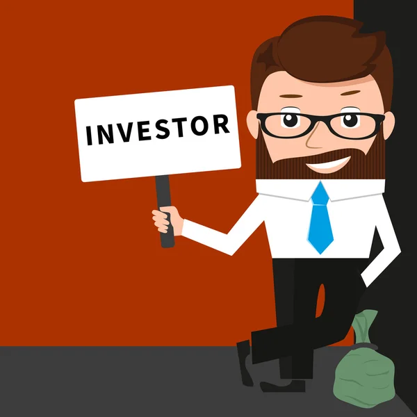 Uomo d'affari fortunato come investitore — Vettoriale Stock