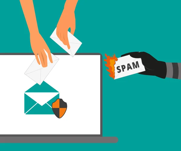 Protección de correo electrónico contra spam — Vector de stock