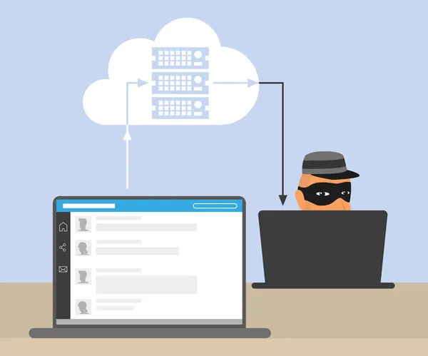 泥棒は、ソーシャルネットワー キングのアカウントを盗む — ストックベクタ