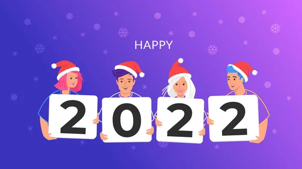 Selamat tahun 2022 baru Selamat dari komunitas muda - Stok Vektor