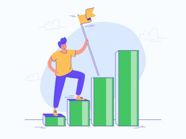 Büyüyen beyaz okları tutan mutlu adam