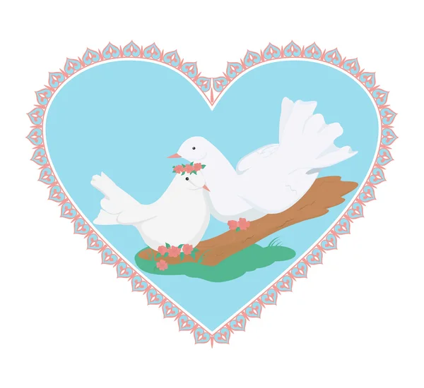 Couple sweety white doves — Stock Vector