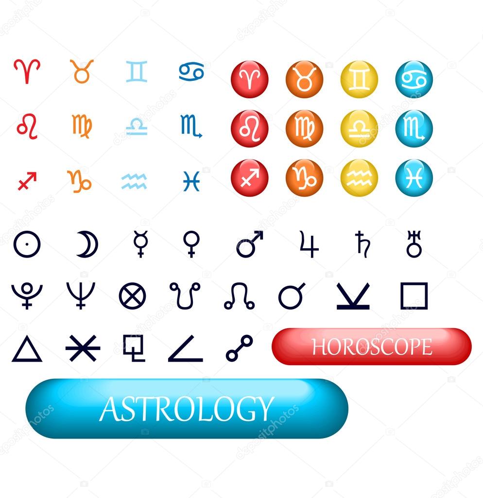 set of zodiac signs and planets