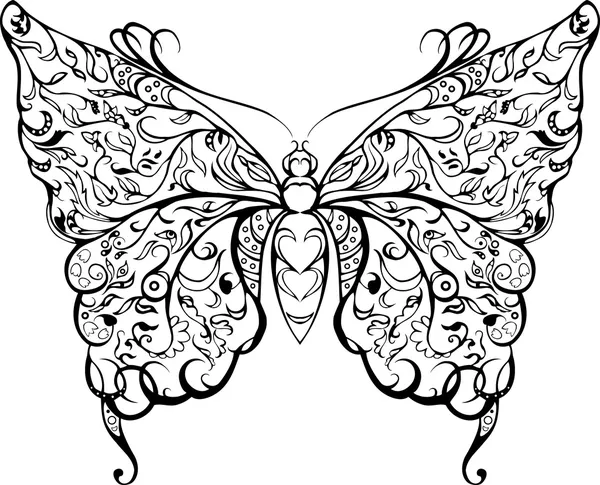 Mariposa de encaje negro — Vector de stock