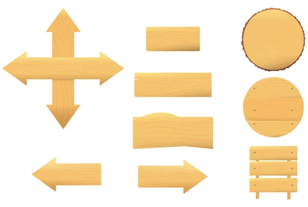 Set Aus Cartoon Holzbrettern Plank Vektor Hintergrund Verschiedene Formen Vektor — Stockvektor