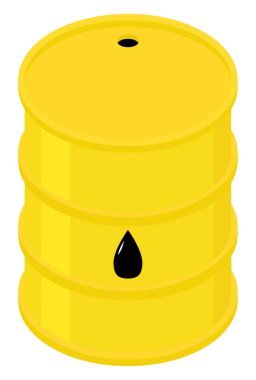 Yağ sarısı varil ikonu beyaza izole edilmiş. Isometric vektör petrol illüstrasyonu.