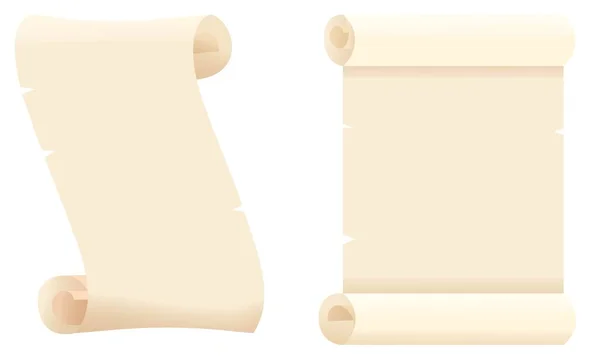 Vieux Rouleau Papier Parchemin Isolé Sur Blanc Modèle Lettre Ancienne — Image vectorielle