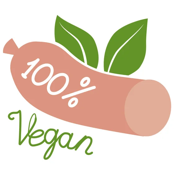 Vegane Rosa Wurst Mit Grünen Frischen Pflanzenblättern Organische Natürliche Vegetarische — Stockvektor