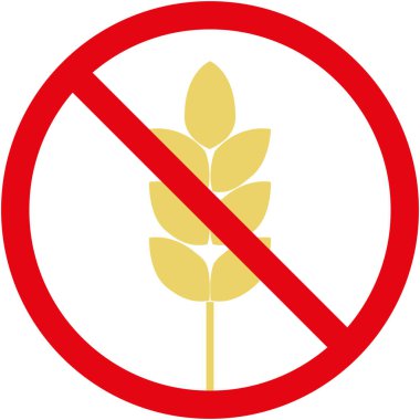 Beyaz üzerine izole edilmiş buğday vektör illüstrasyonlu glütensiz ikon. Gıda alerji önleme etiketi.