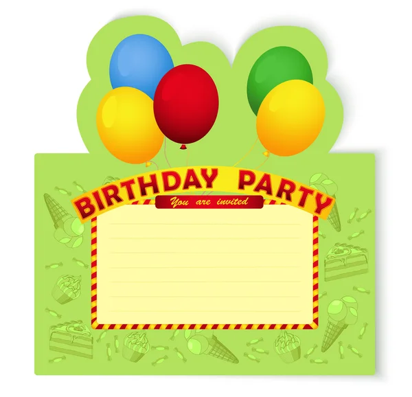 Birthday party inventation card — Stock Vector