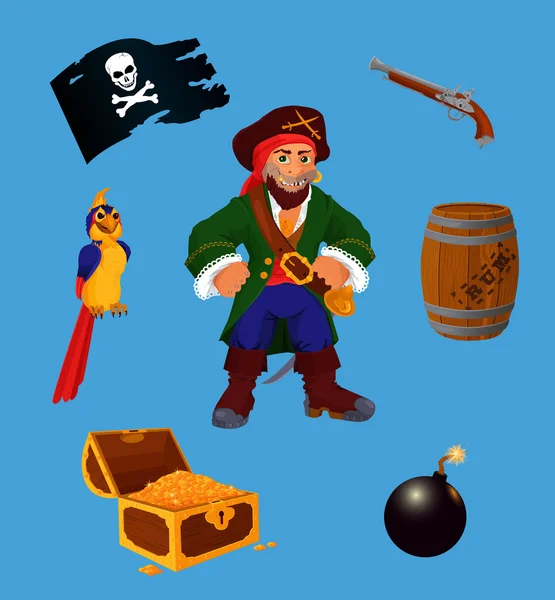 Set of pirate design elements — Stock Vector