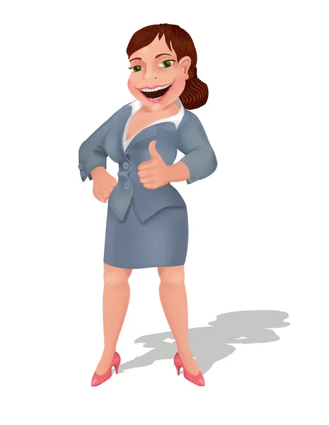Femme d'affaires montre pouces vers le haut signe — Image vectorielle