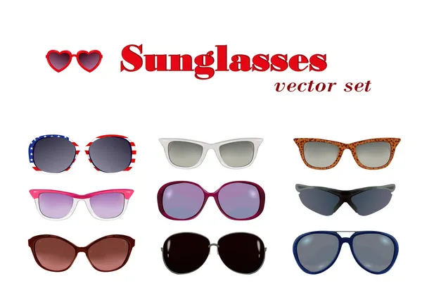 Sunglasses set in white — Stock Vector