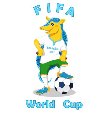Armadillo. FIFA Dünya Kupası maskotu beyaz izole 