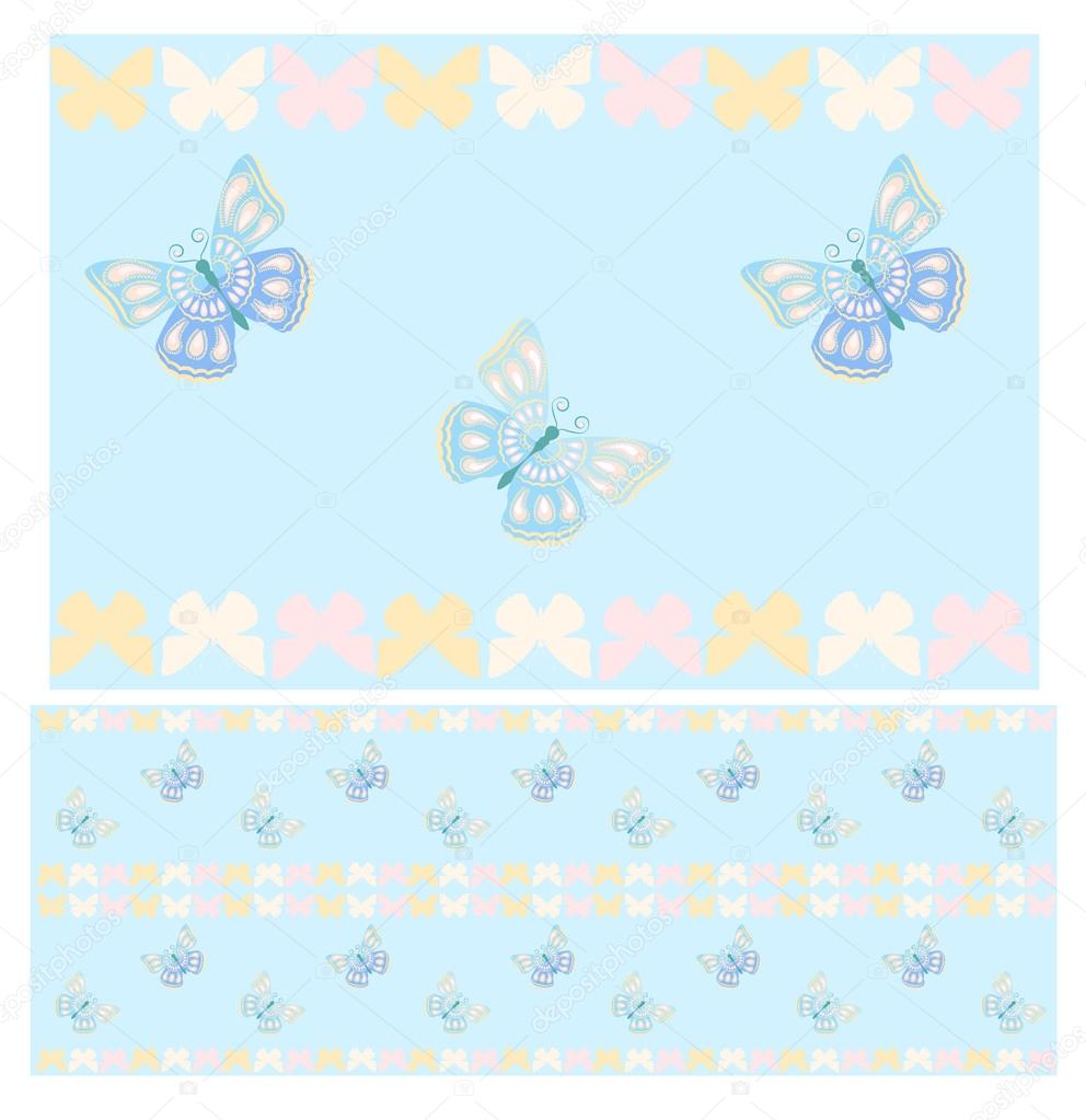 Blue butterflies seamless pattern