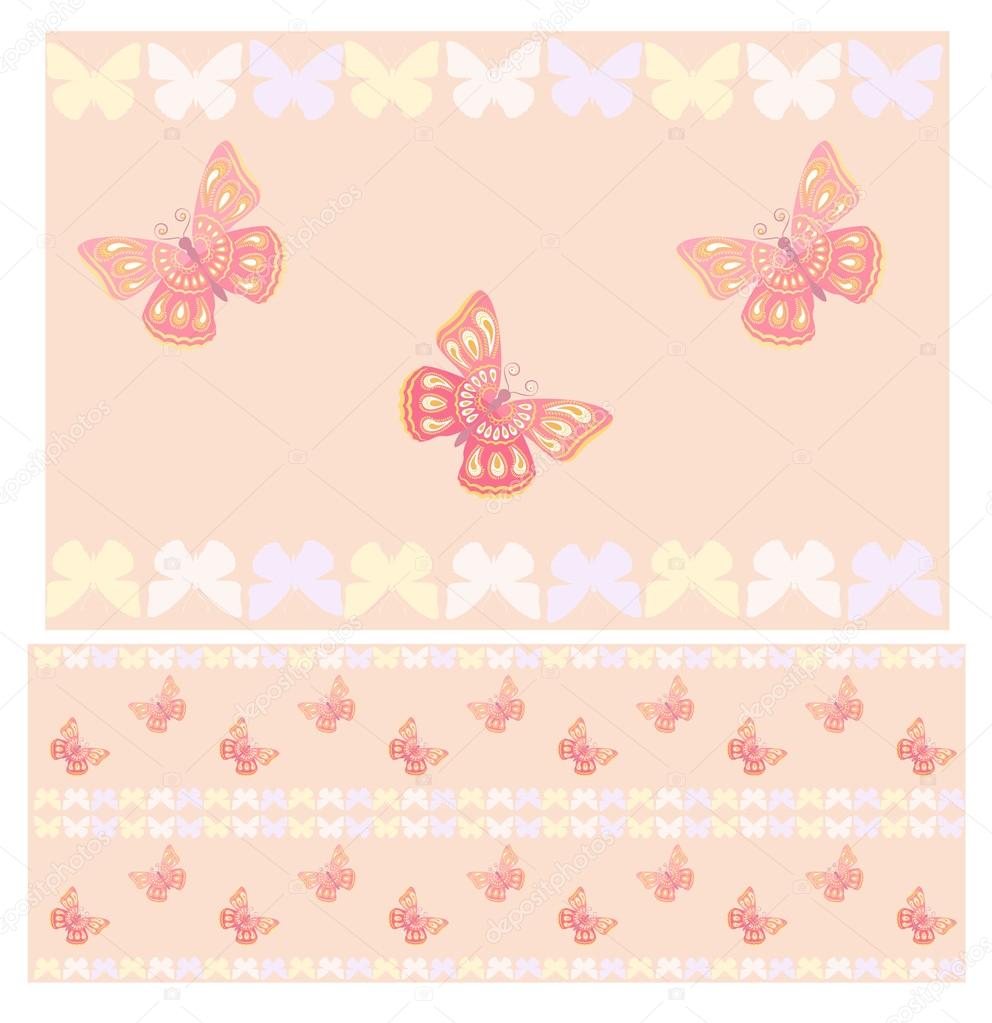 Pink butterflies seamless pattern