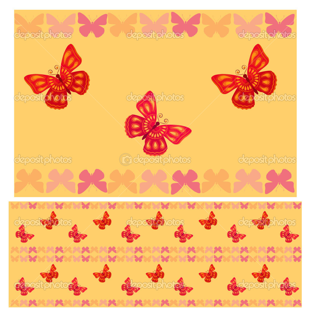 Red butterflies seamless pattern