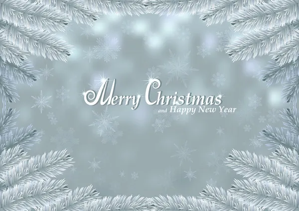 Christmas white fir frame snow background — Stock Vector