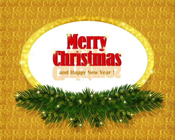 Рождественский золотой фон с блестящей рамой — стоковый вектор