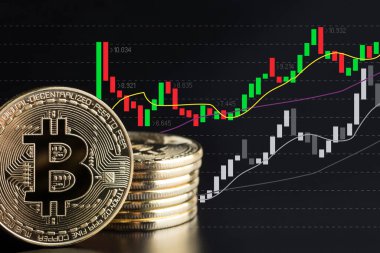 İstanbul, Türkiye - 26 Ocak 2018: Bitcoin Sanal Para Biriminin Stüdyo Çekimi (Kripto Para Birimi)