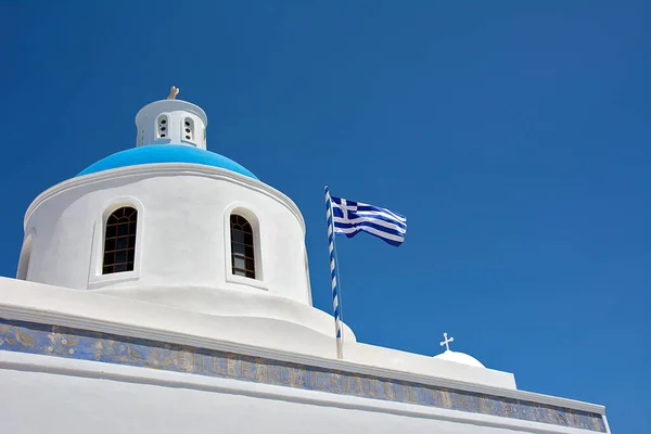 Grecki Kościół Flaga Grecji — Zdjęcie stockowe