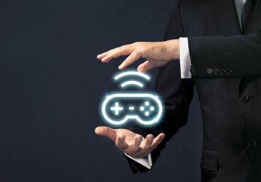 İş adamı sihirli dokunuş konsepti