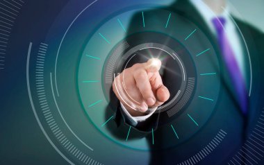 İş adamı dokunmatik ekran konsepti