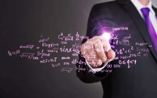 İşadamı dokunmatik ekran konsepti - Matematik Çizelgesi