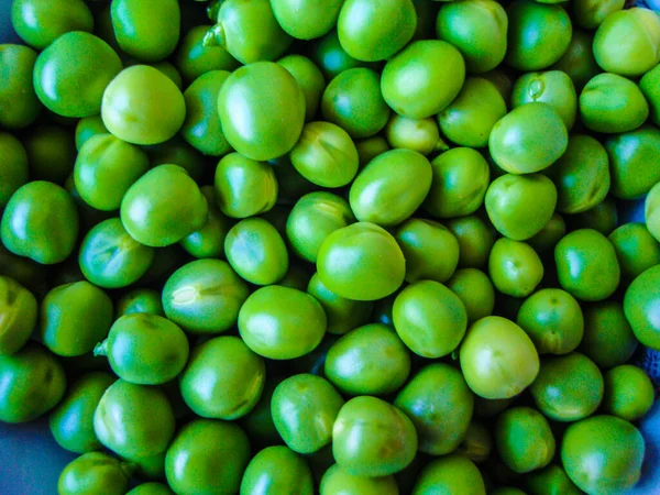 Piselli Dentro Verdura Verde Stagione Primaverile Mangiare Cottura — Foto Stock