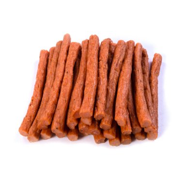 Beyaz arka planda kurutulmuş et. Yüksek kalite fotoğraf