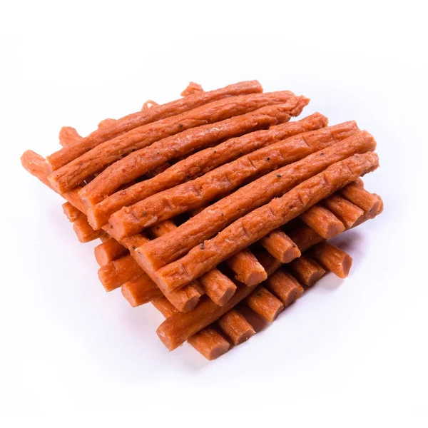 Beyaz arka planda kurutulmuş et. Yüksek kalite fotoğraf