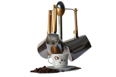 Kahve Kupası ve metal pot kahve
