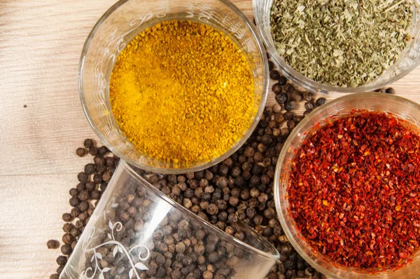 Spices on wood place — Stock Photo, Image