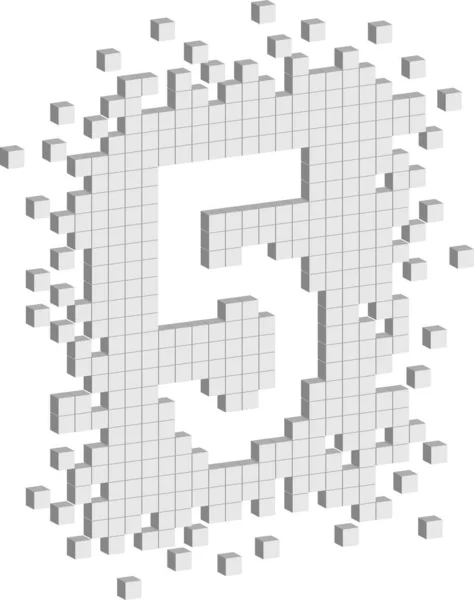 Nummer Fünf Aus Verstreuten Weißen Dreidimensionalen Würfeln — Stockvektor