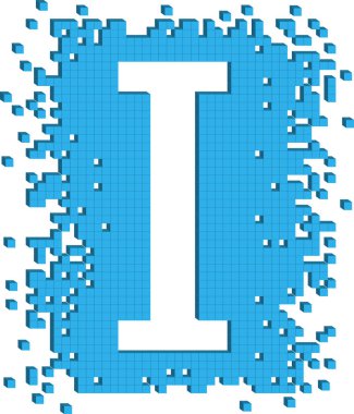 3 boyutlu küçük küplü vektör illüstrasyon harfi I