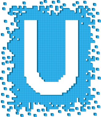 Vektör illüstrasyon harfi U küçük üç boyutlu küplerle