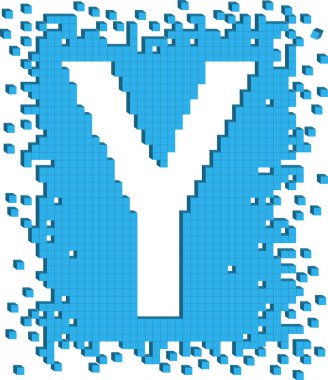 Küçük üç boyutlu küplü Y vektör şekli.