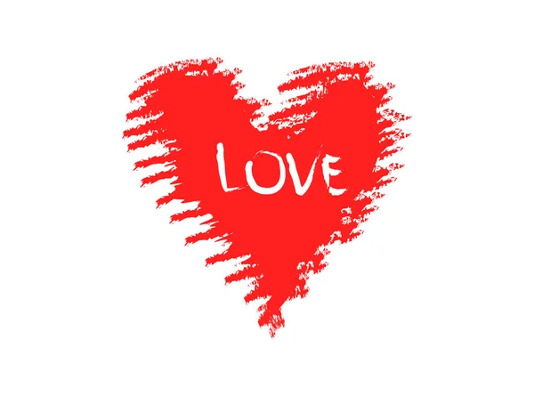 Illustration Vectorielle Coeur Couleur Rouge Dessinant Forme Texte Manuscrit Amour — Image vectorielle
