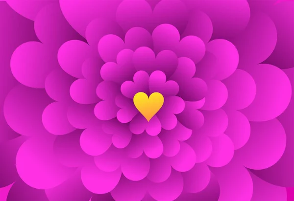 Çiçek Olarak Düzenlenmiş Pembe Renkli Kalp Şekilleriyle Arka Plan Vektör — Stok Vektör