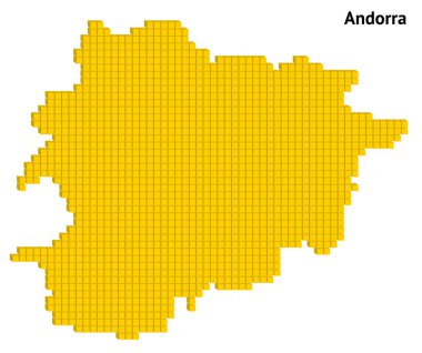 Sarı noktalı harita çizimi vektör çizimi Andorra 'nın küçük küp coğrafi haritası