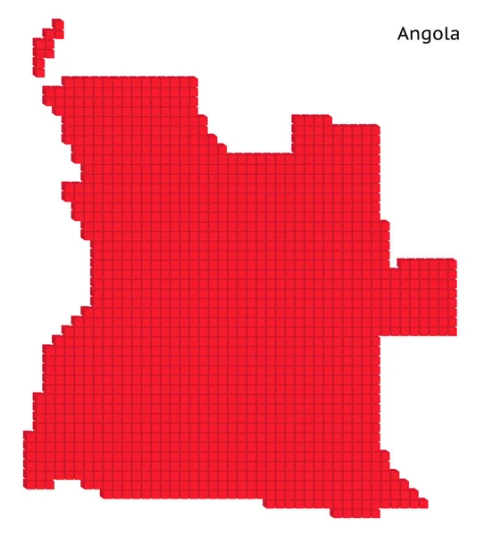 Angola 'nın kırmızı noktalı harita çizimi vektör çizimi küçük küp coğrafi haritası