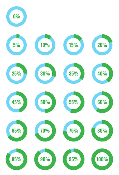 Infographic Vector Set Percentage Pie Chart Icons 100 — Stock Vector