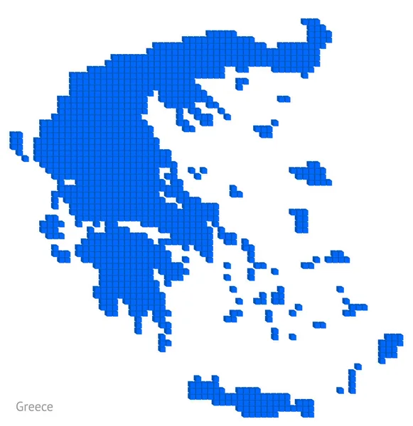 Візуалізація Синього Кольору Маленькими Кубиками Географічна Карта Греції — стоковий вектор